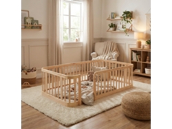 Parque Infantil Modular De Madera, 140x200 Cm, Barrotes De 7 Cm, Puerta Antideslizante.