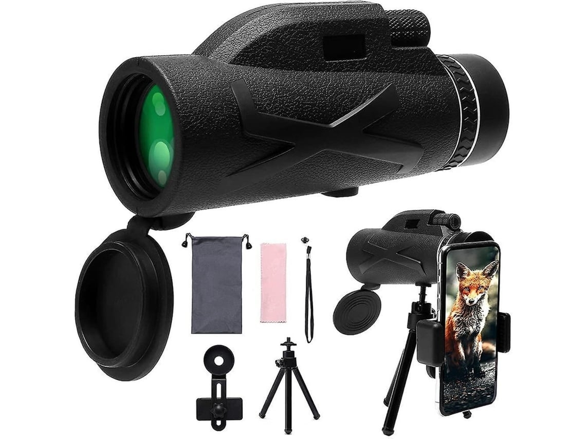 Telescopio monocular de alta potencia 80x100 con soporte para teléfono inteligente y trípode ajustable con prisma Bak4 para observación de aves Gusshious
