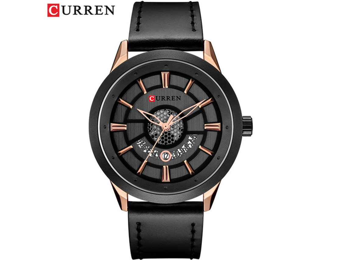 Elegante Reloj De Pulsera Multifuncional Para Hombre Con Correa De Cuero, Calendario Y Mecanismo De Cuarzo Resistente Al Agua.
