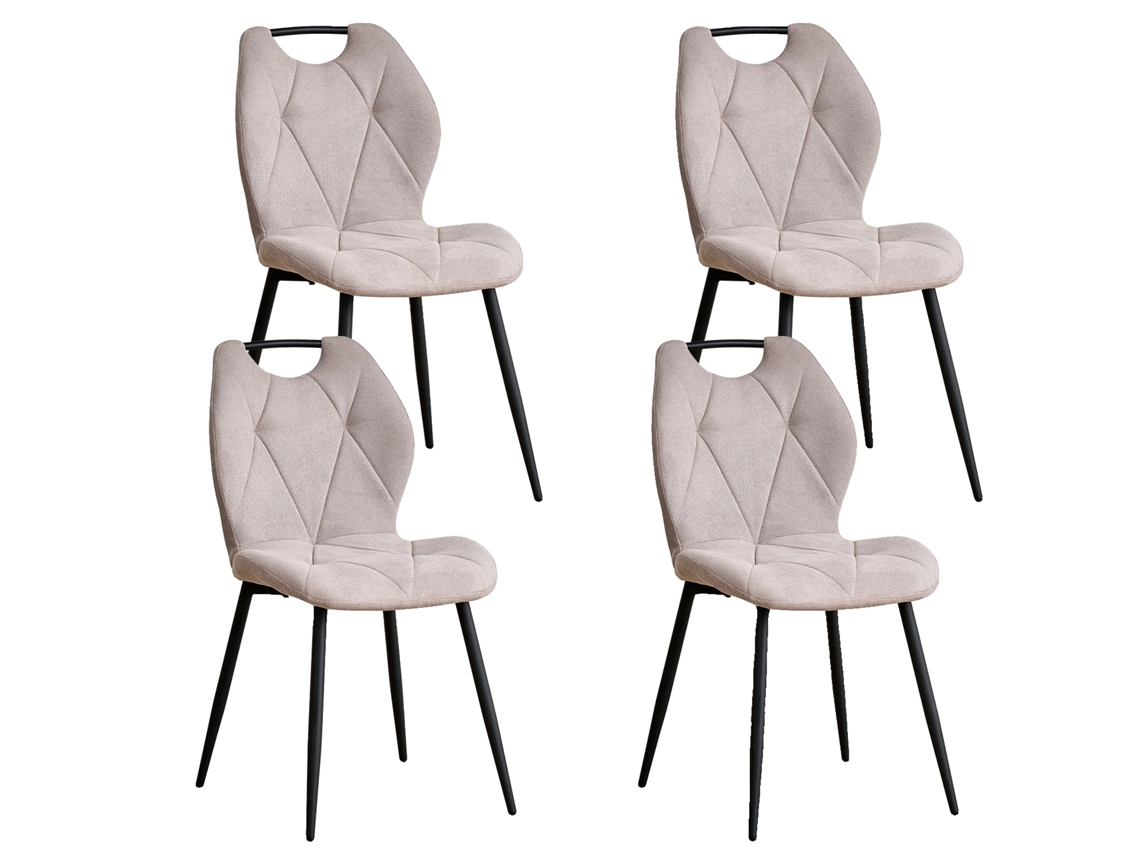 Silla de comedor, cómoda, de terciopelo, diseño minimalista moderno, juego de 4 piezas en color beige.