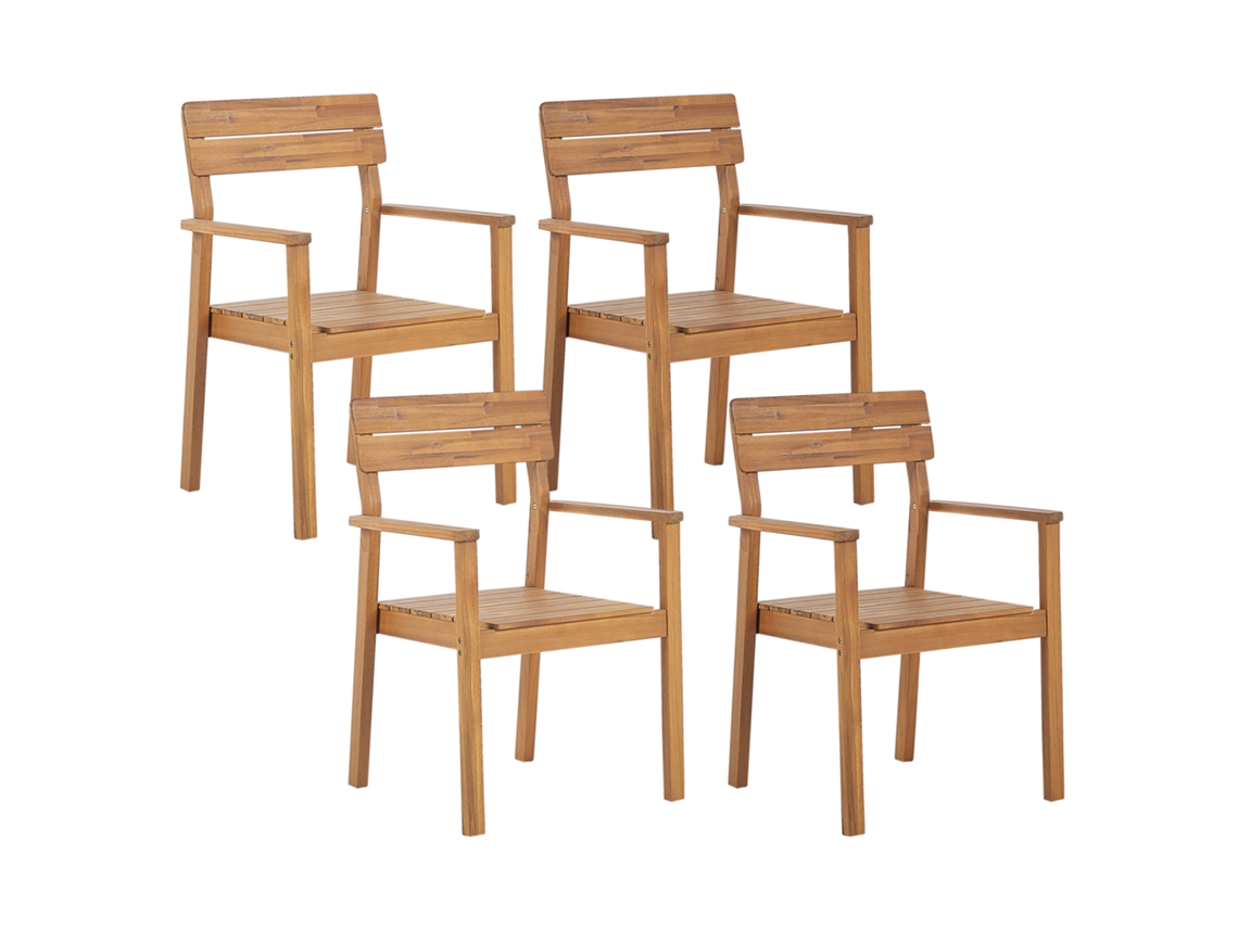 Conjunto de 4 sillas BELIANI Fornelli de Madera de acacia Madera clara 60x56x88