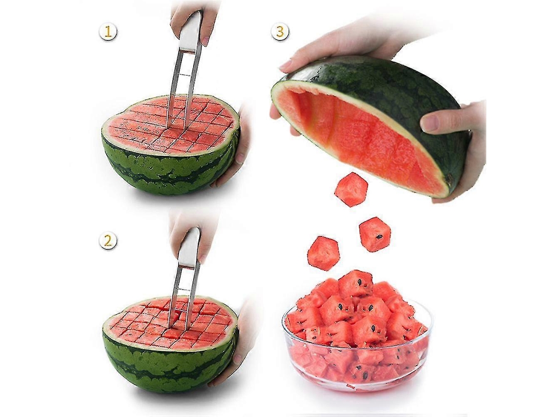 Cortador de sandía de acero inoxidable, ideal para ensaladas y ensaladas picadas (1/2 unidad)
