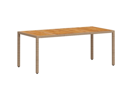 Mesa de jardín ratán PE beige y madera de acacia VIDAXL (190x90x75 cm)