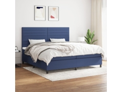 Cama Box Spring Con Colchón Tela Azul 200x200 Cm
