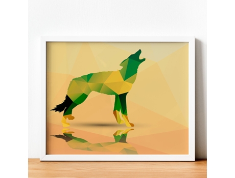Póster NACNIC de Animales Geométricos con Fondos A Color. Lobo, Ilustrada con Formas Geométricas, y con Un Colorido Fondo.