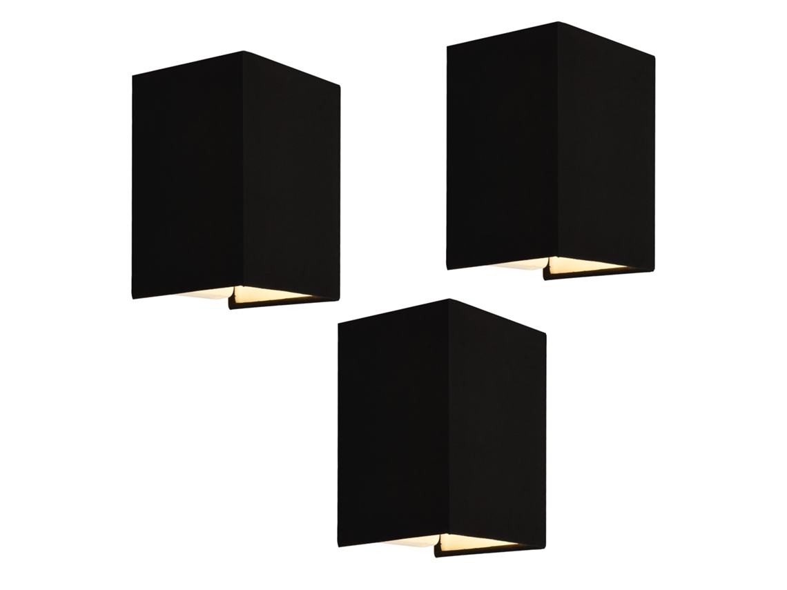 Set de 3 lámparas de pared Schwerin moderna 1x E27 60 W textil de lino 20 x 16 x 13 cm - Negro LUX.PRO