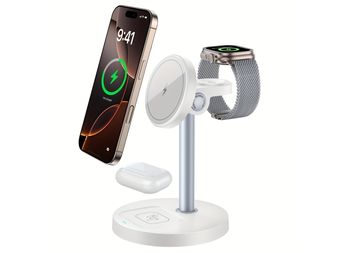 Soporte De Carga Inalámbrica Magnético Tres En Uno Con Función De Refrigeración, Fuerte Sujeción Magnética Y Diseño Ajustable Para Iphone.