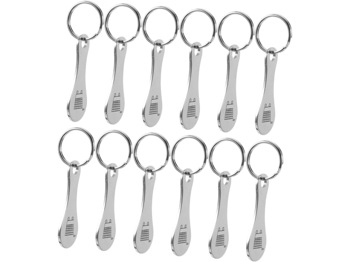 12 Piezas Monedas Carrito Llaveros Inoxidable Carritos