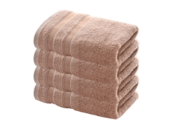 Conjunto de Toalla RNEMITERY Mano Muy Absorbentes Rayas Gris Bambú Marrón - 4pcs (35x75cm)