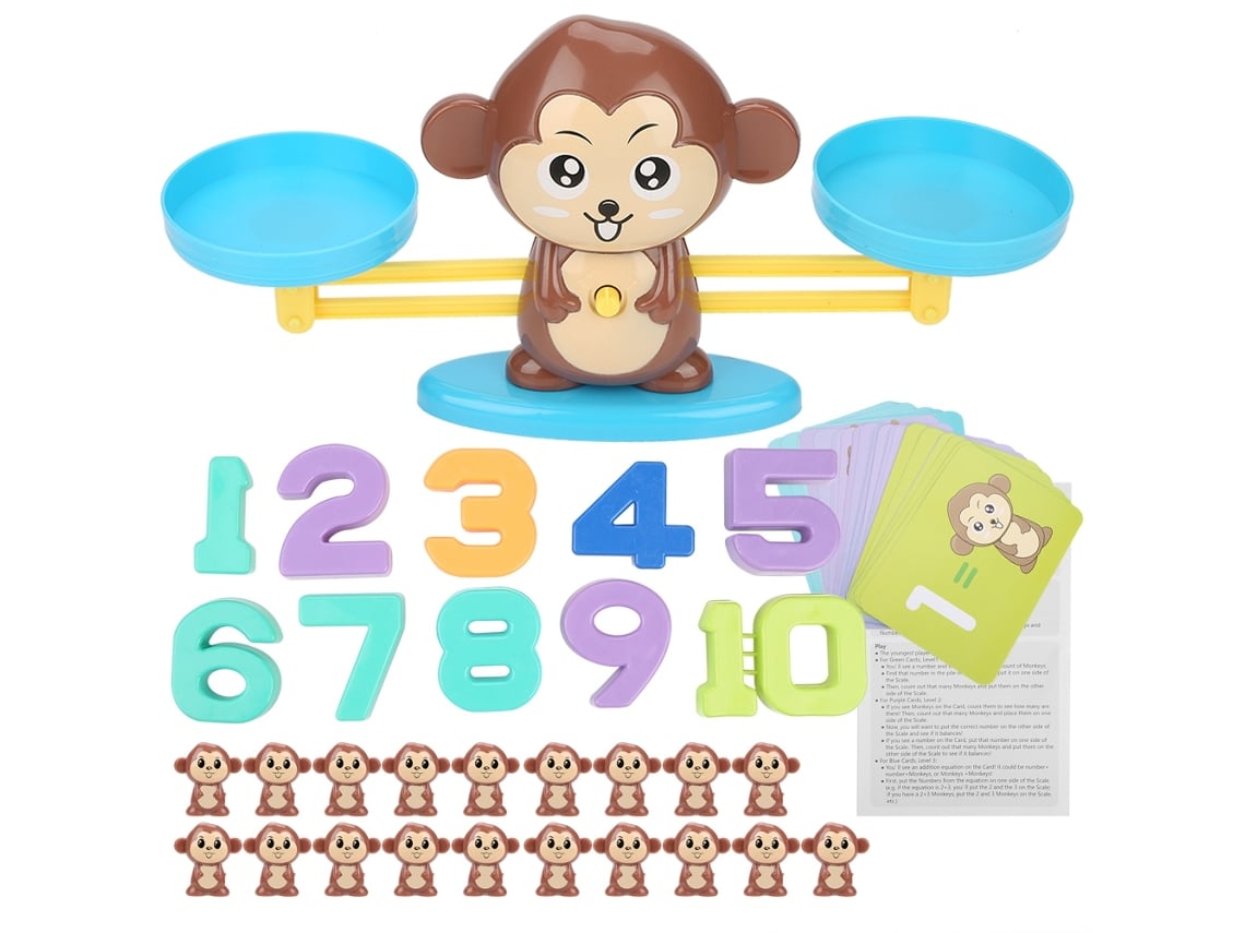 Ats-juego Educatsivo De Conteo Numérico Con Monos Balanza Juguete Para Niños (marrón)