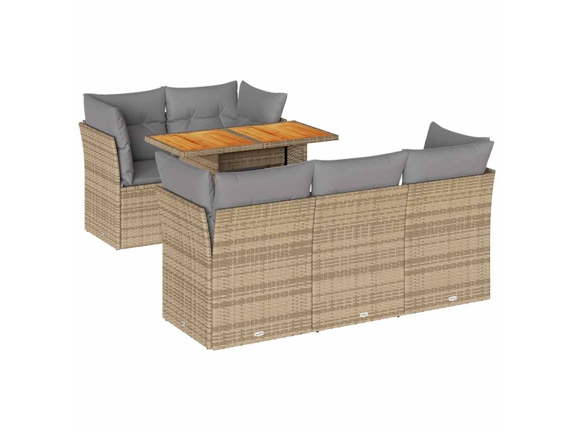 Maison Exclusive - Juego De Sofás Jardín Con Cojines 6 Pzas Ratán Sintético Beige