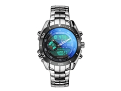 Reloj De Pulsera Electrónico Analógico Cronógrafo De Cuarzo Para Hombre (plateado Y Negro), De Acero Inoxidable, Para Negocios (plateado Y Negro).
