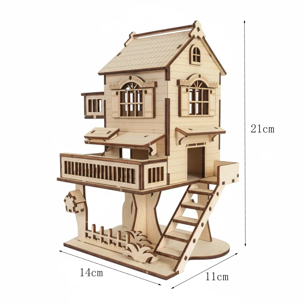 Kit De Montaje De Madera "casa Del Árbol Para Festivales" Para Armar Tú Mismo, Decoración De Ventana Con Rompecabezas 3d