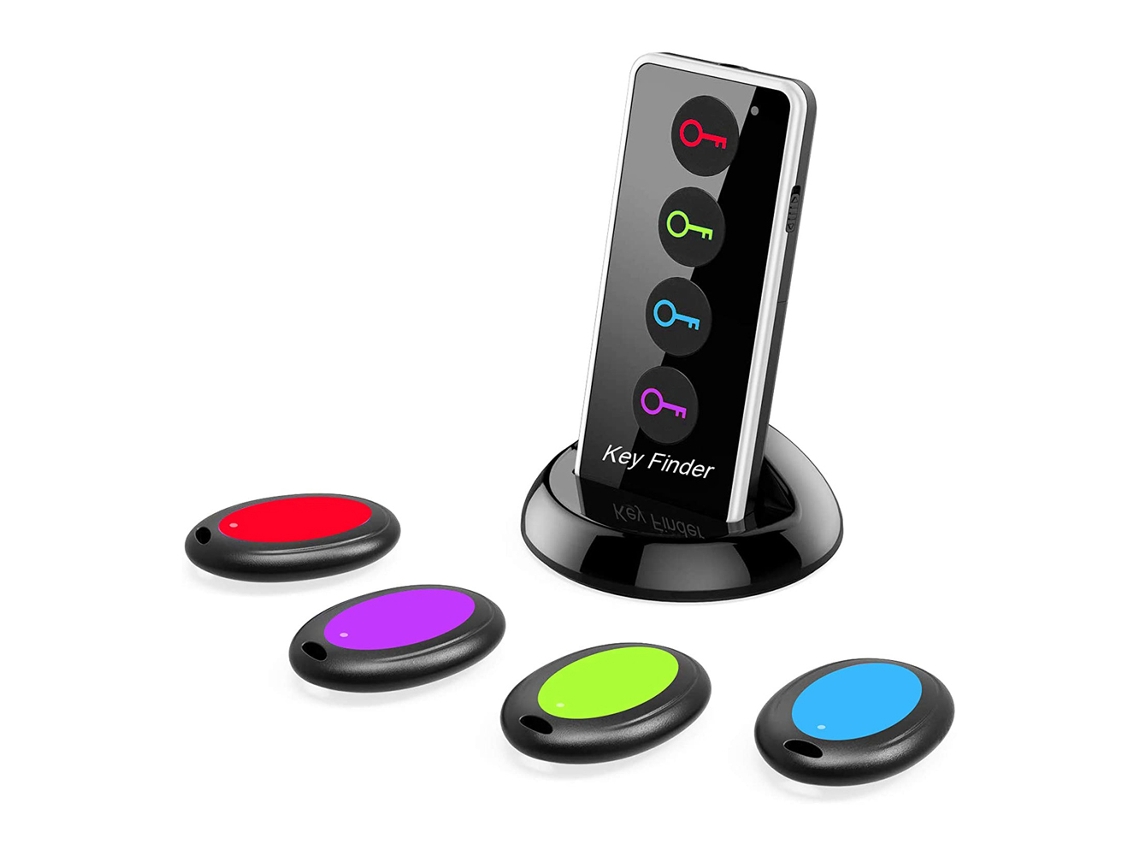 Localizador Inalámbrico De Llaves Con 1 Transmisor Y 4 Receptores Para Mascotas, Teléfonos, Billeteras Y Control Remoto