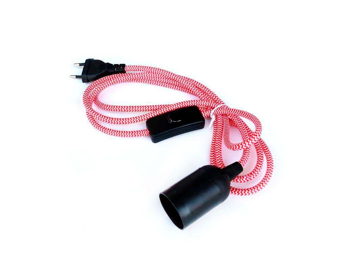 Cable Textil E27 Con Interruptor Y Enchufe 2M - LEDBOX
