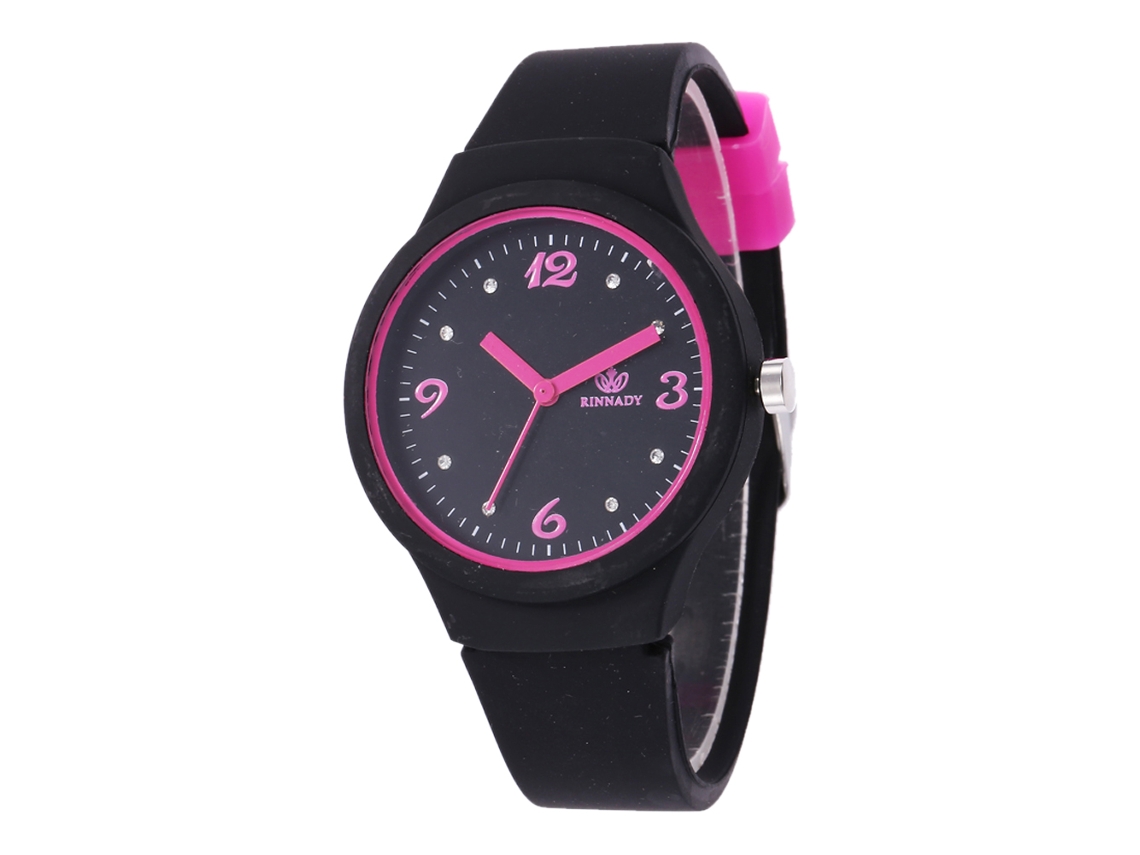 Elegante Reloj De Pulsera Unisex Informal De Cuarzo Con Correa De Silicona Negra.