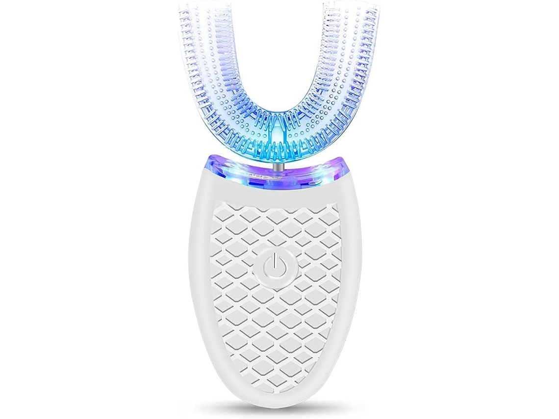 Cepillo de dientes eléctrico ultrasónico en forma de U para adultos, limpieza bucal completa de 360°, color blanco