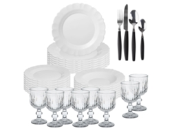 Vajilla Blanca 24 Piezas 8 Vasos 32 Cubiertos San Ignacio (300ml)