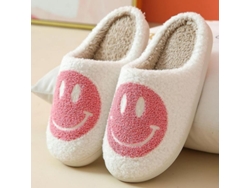 Pantuflas Casuales De Felpa Para Mujer Con Una Adorable Sonrisa, Suela Gruesa Antideslizante, Para Uso Doméstico, Tallas Asiáticas.
