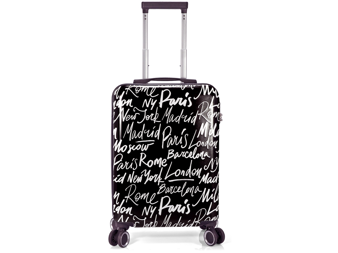 Maleta de cabina Benzi Bz5849n-50, extensible en ABS, longitud de cabina de 55 cm, 4 ruedas dobles, cerradura de combinación de 3 dígitos, color negro