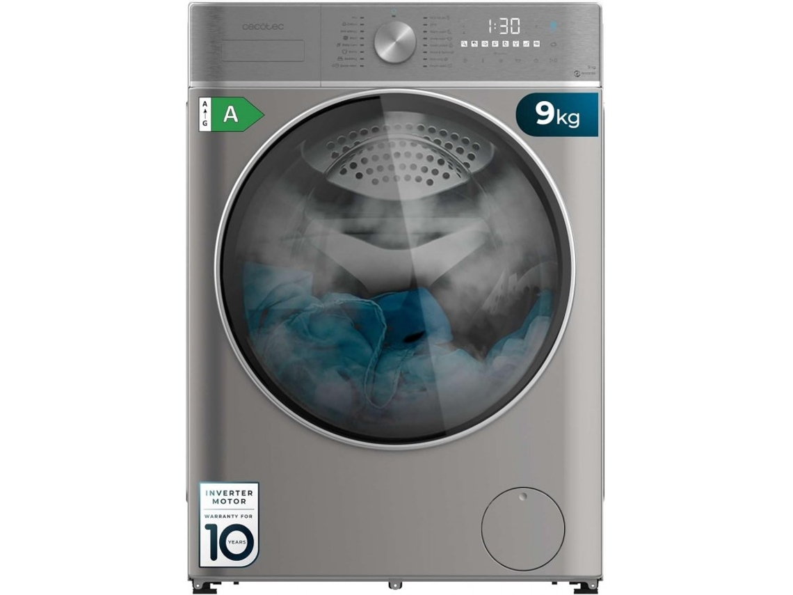 Cecotec Lavadora 9kg De Carga Frontal Bolero Dresscode 9800 Inverter Steel A 1400 Rpm, Clase A, 16 Programas