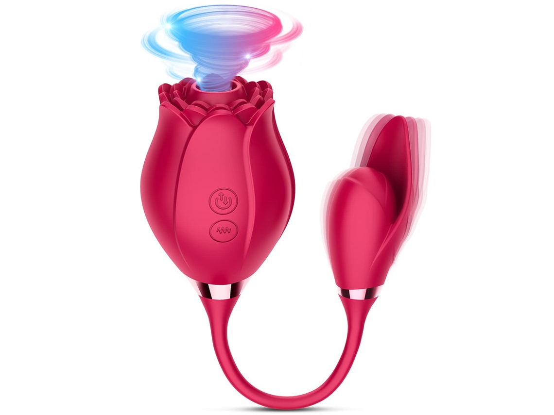 Vibrador De Masaje De Succin De Rosas Multifrecuencia De Dos Cabezas Para Mujeres (rojo) Yizhood