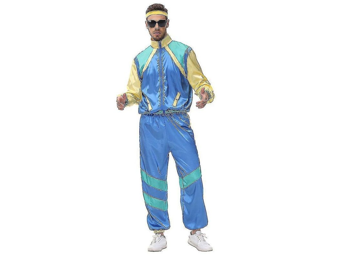Conjunto retro de hip hop de los 80 y 90 para mujer y hombre: chaqueta, pantalones, bufanda, fiesta disco, talla M.