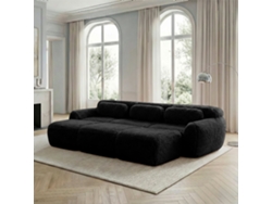 Sofá Boneless Cloud 3 Plazas - Modulares, Suave Felpa, 3 Ottomans - Negro