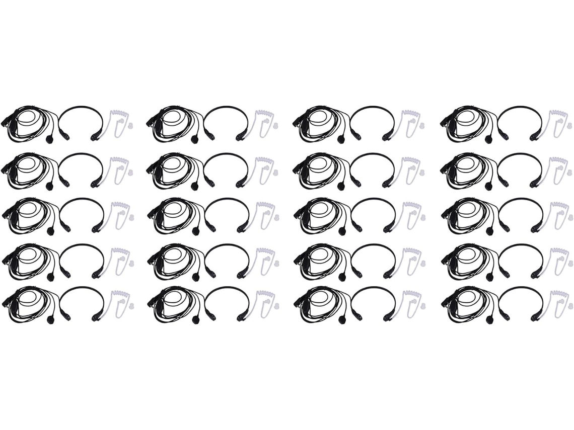 20 Auriculares Con Micrófono Y Vibración Para La Garganta Para Radio Bidireccional Uv-5r-82-b6-888s