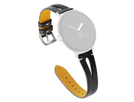 Correa de piel auténtica hueco con conector negro para Google Pixel Watch - negro
