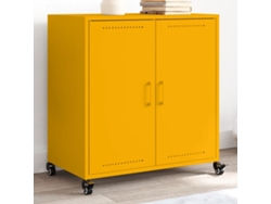 Aparador | Buffet | Armario De Apoyo 68,5x39x72 Cm Acero Amarillo Mostaza Wsd27662 Lovely Home