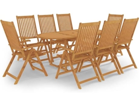 Conjunto 9 Conjunto de comedor de jardín VIDAXL madera maciza de teca