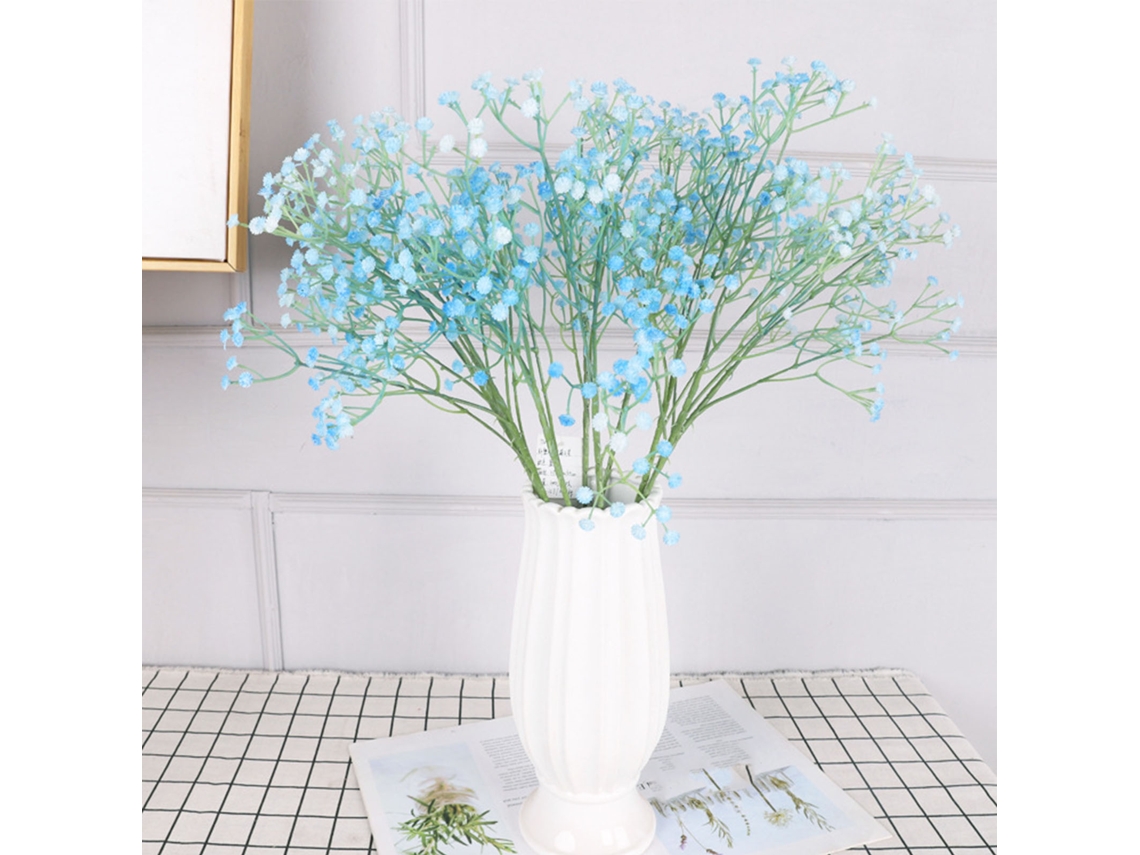 Flor artificial de gypsophila, 3 ramas, azul, decoración
