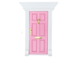 20du26 Puerta de madera para casa de muñecas 1:12, accesorio en miniatura, juguete, rosa