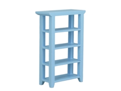 20du26 Estantería miniatura de 4 niveles para casa de muñecas, decoración de abedul azul