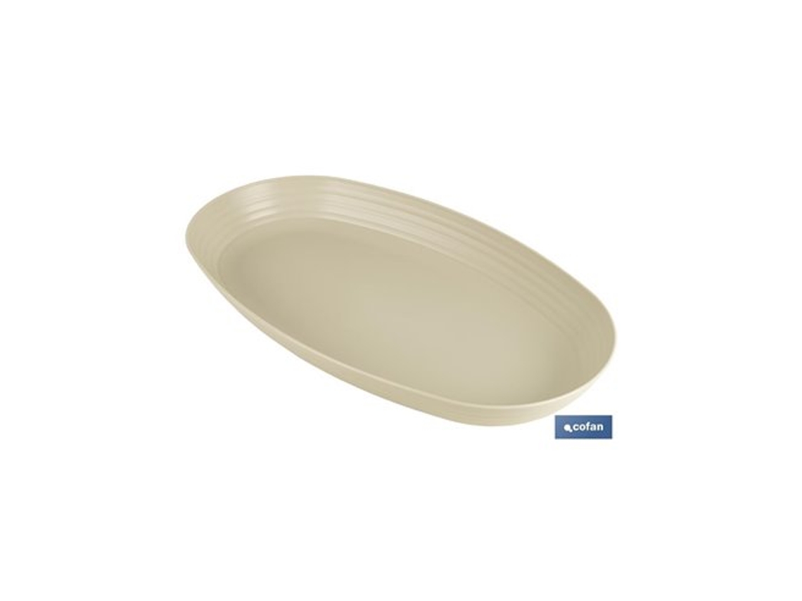 Fuente Ovalada Beis 39 X22x 4,5 Cm Modelo Nara 2000ml