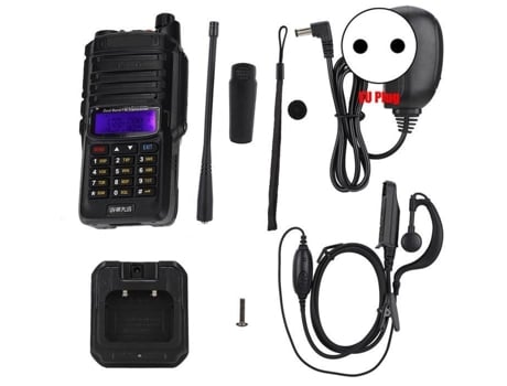 HURRISE Radio Portátil Walkie Talkie de Doble Banda Radio Portátil de Dos Sentidos UV-9R Plus 15W para Enchufe de UE Sonido Destacado