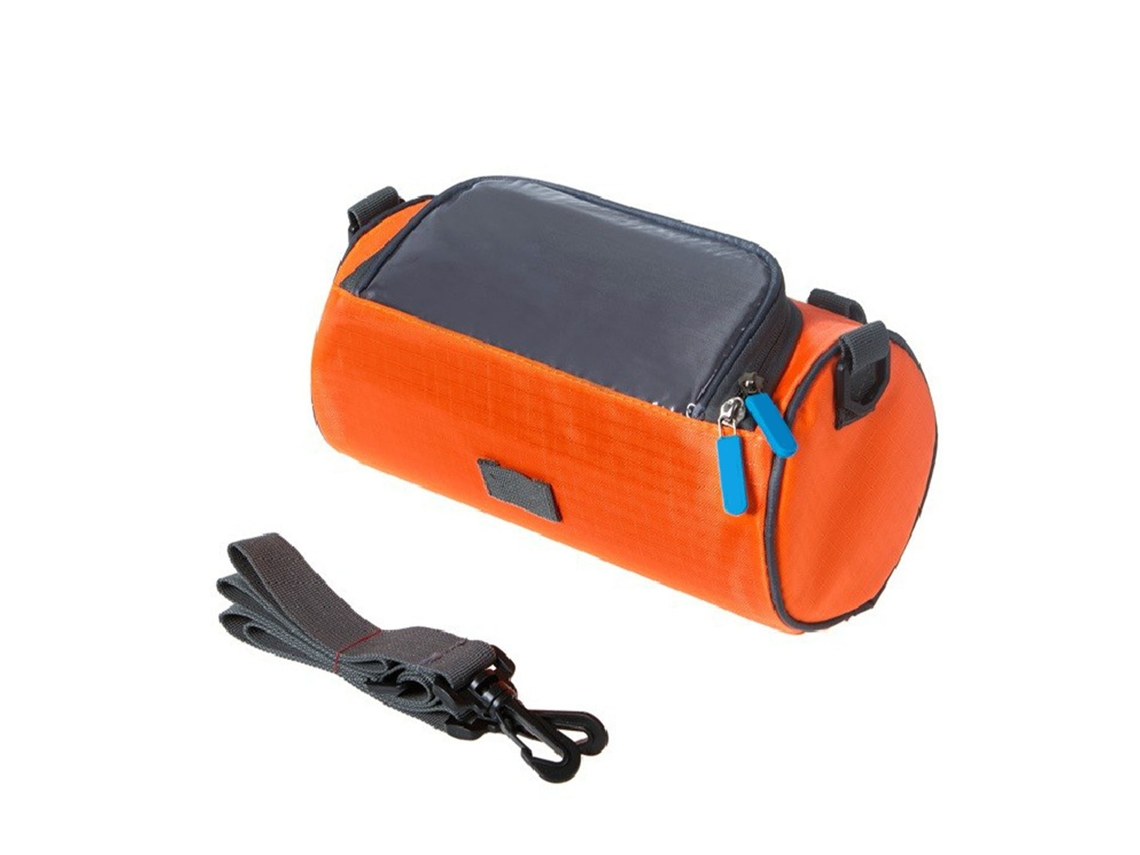 Bolsa Delantera Impermeable Para Bicicleta Con Pantalla Táctil Y Franjas Reflectantes Naranjas.