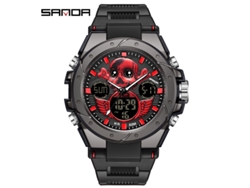 Reloj Electrónico Para Hombre (negro Y Rojo), Reloj Deportivo Impermeable Para Exteriores, Reloj Electrónico Multifuncional Luminoso.