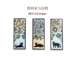 (estilo C) Juego De 6 Marcapáginas De Gato Negro, Pvc Mate, Papelería Retro