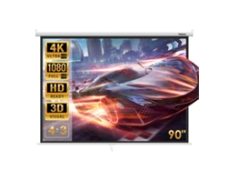 Pantalla de proyección Todeco de 90 pulgadas, pantalla de proyección plegable manual, enrollable, montaje en techo y pared, 137 x 183 cm, 43 formatos, HD 4K 3D
