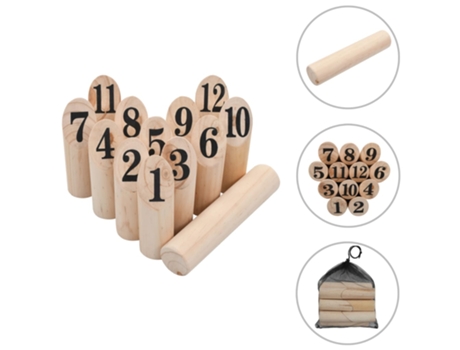 vidaXL Juego de números Kubb madera