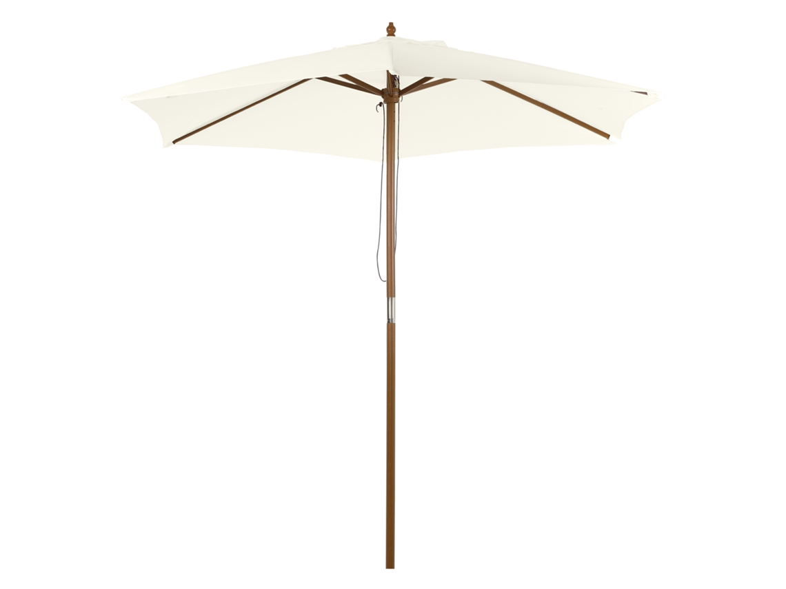 Sombrilla de bambú con polea Ø250cm Blanca Jardín Playa