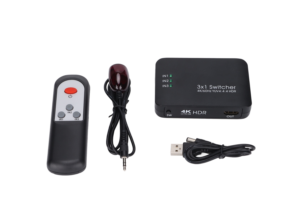 Ays‑31v20 Interruptor De Interfaz Multimedia Hd De 4 Puertos 2.0 Con Dispensador Y Control Remoto Para Ps4 Y Tv