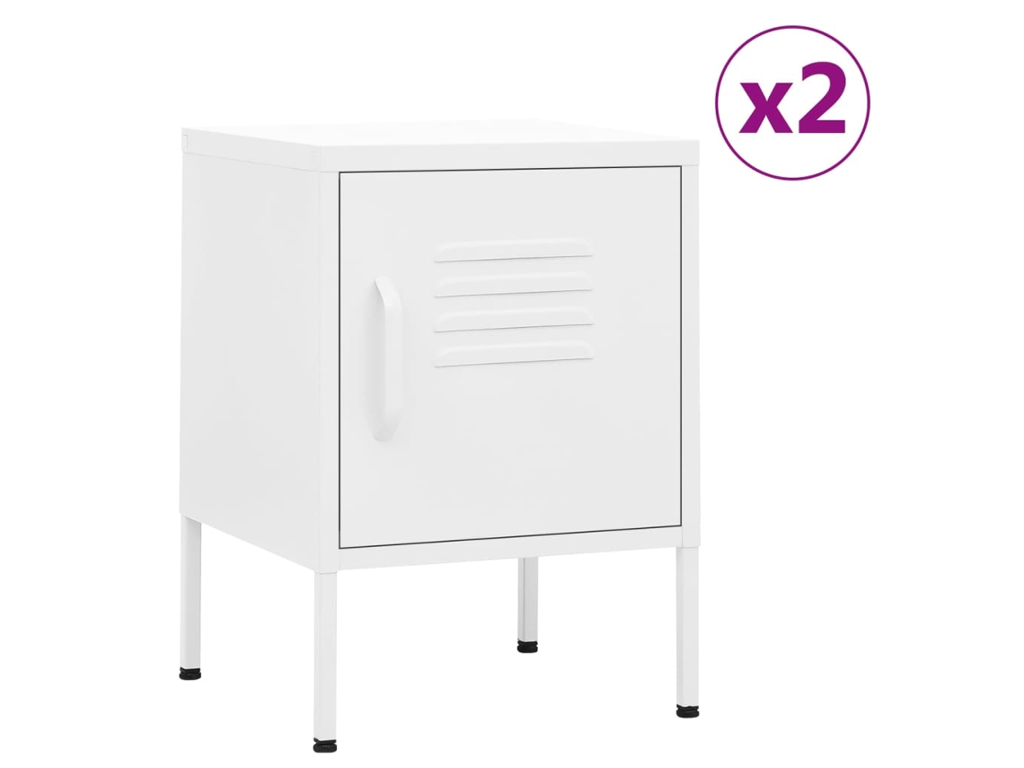 Mesitas de Noche LOVELY HOME Mesinha 2 Pcs 35X35X51 Cm Aço Cor Branco