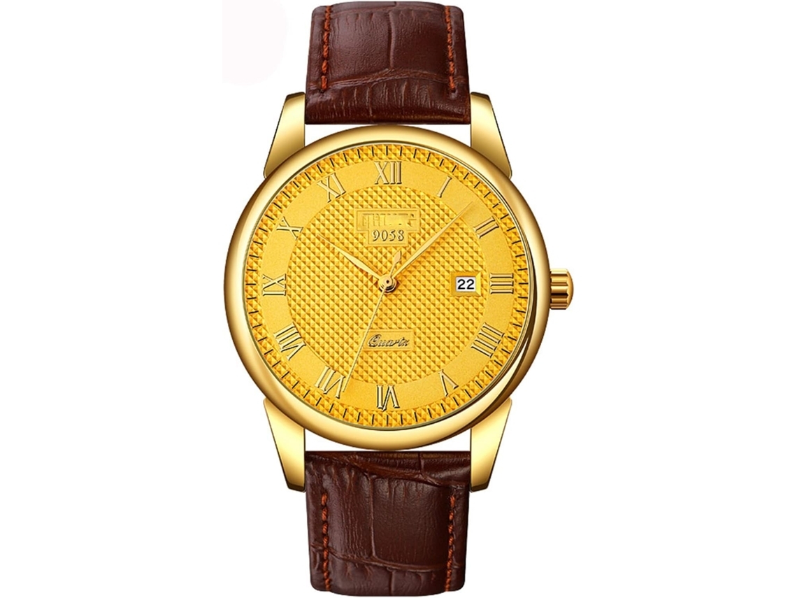 Reloj mecánico automático de cuero con calendario esquelético