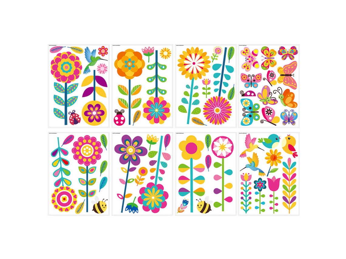 8 adhesivos de pared florales de primavera para jardín infantil, PVC autoadhesivo con burbujas y flores Kofihety