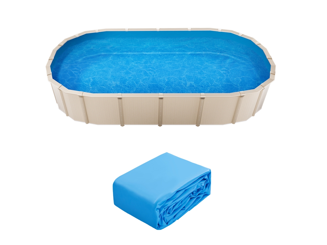 Revestimiento ovalado para piscinas Succebuy de 24 x 12,3 pies y 52 pulgadas de altura para piscinas elevadas.