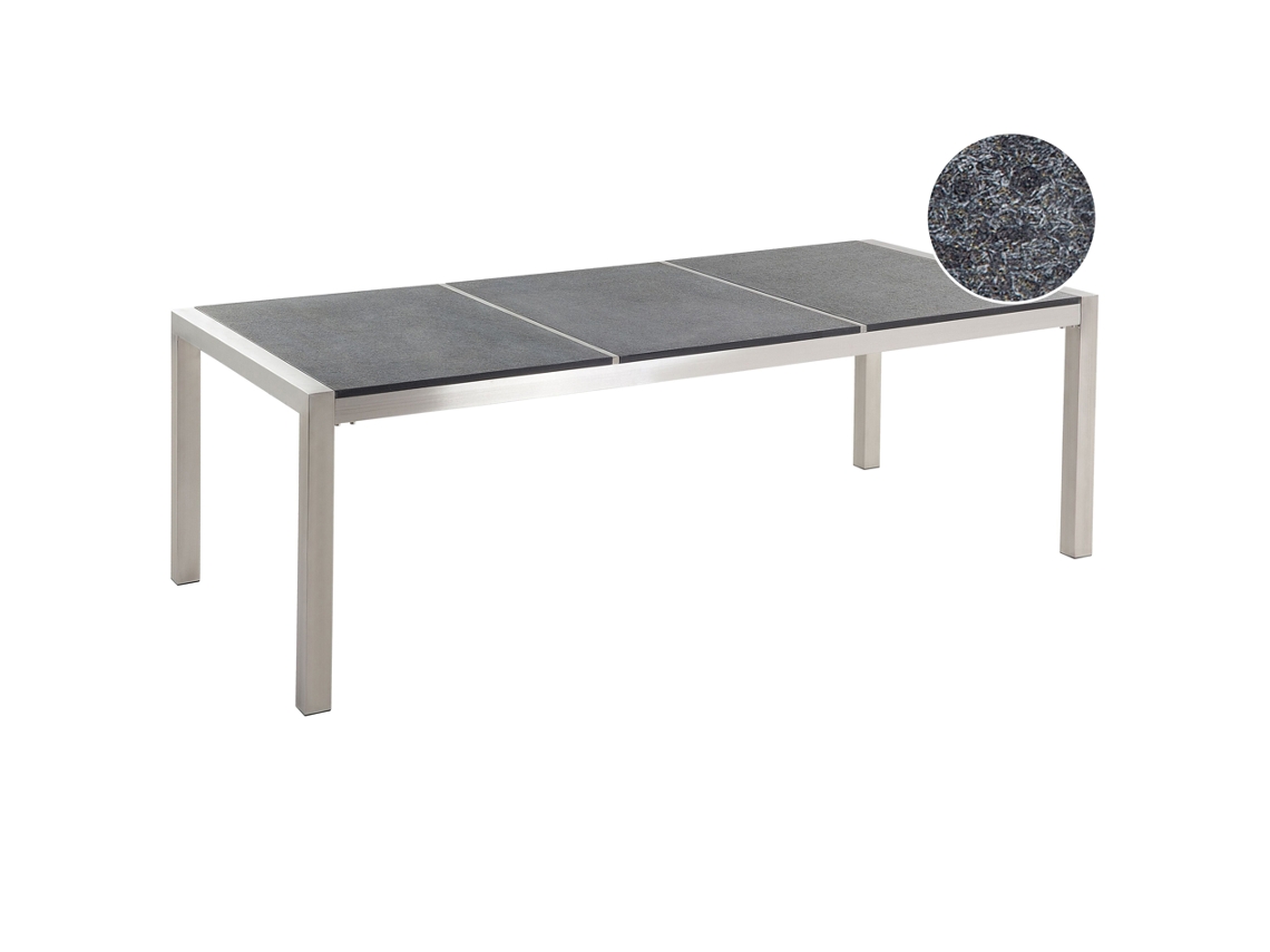 Mesa de comedor para 8 personas BELIANI Grosseto de Granito, Acero inoxidable Gris 100x220x74