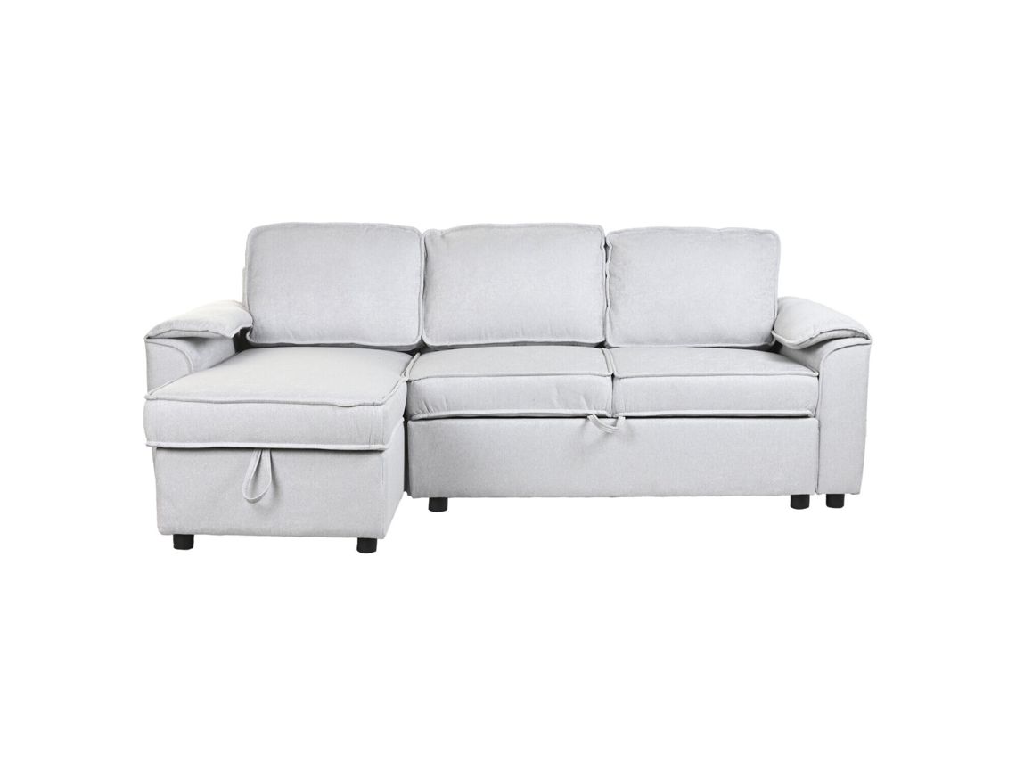 Sofa Cama Poliester Gris Claro 220x153x88cm